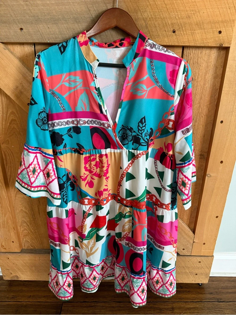 Vibrant Multi-Color Printed Women’s Dress. XL